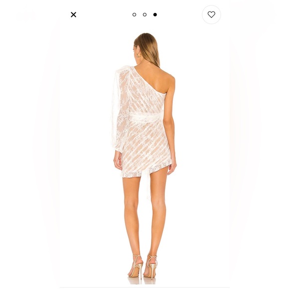 For Love & Lemons Dynasty One Shoulder Dress in White Lace - Picture 6 of 7